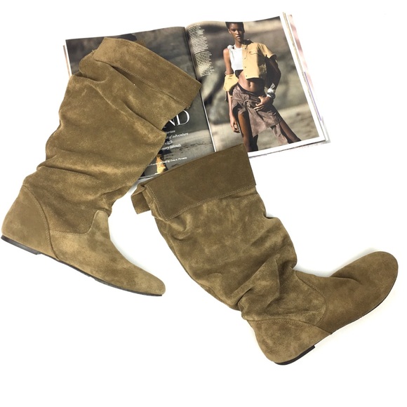 Gianni Bini Shoes - Gianni Bini Suede Leather Pull On Flat Boots